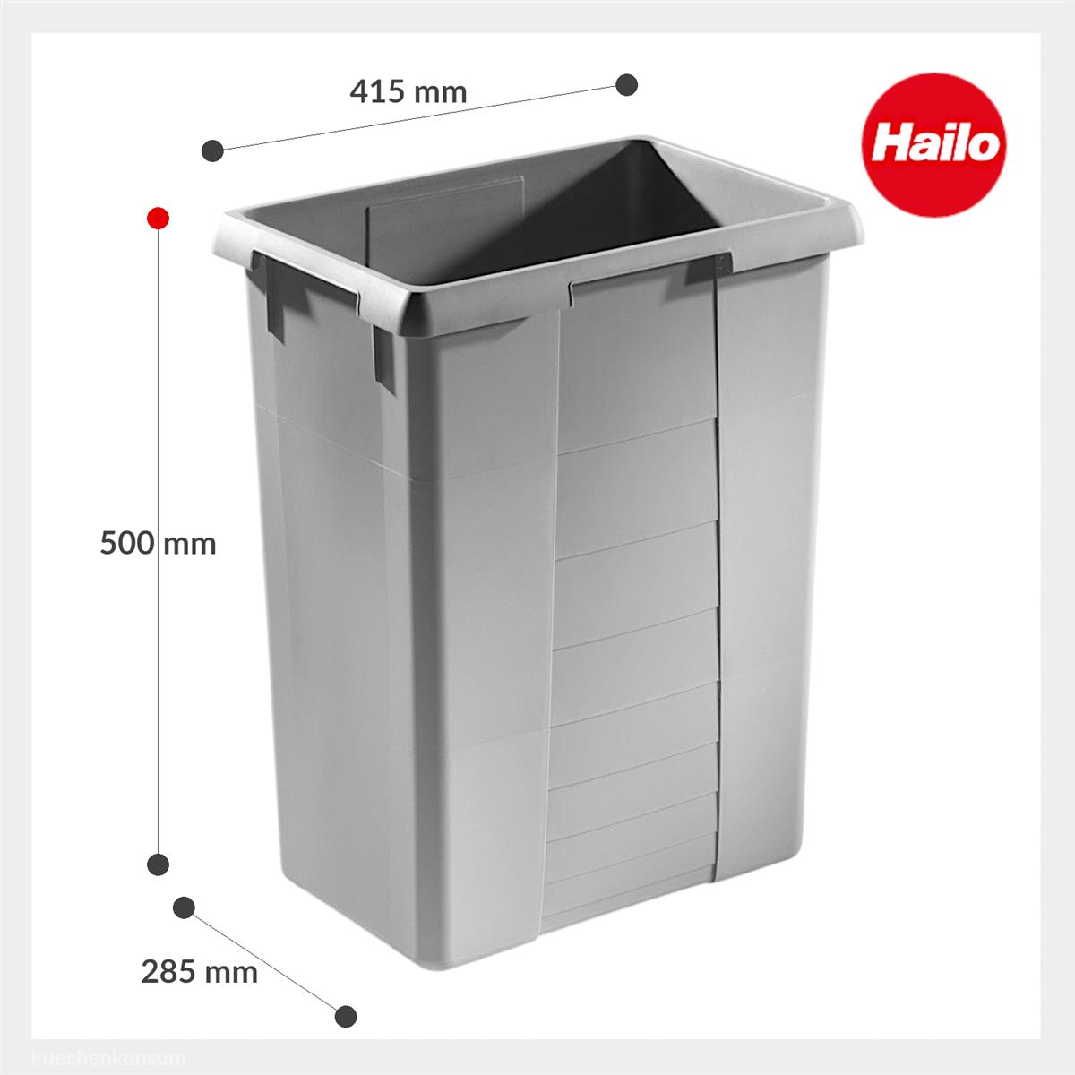 Hailo Inneneimer 1080369 hellgrau 40 Liter 415 x 285 x 500 mm