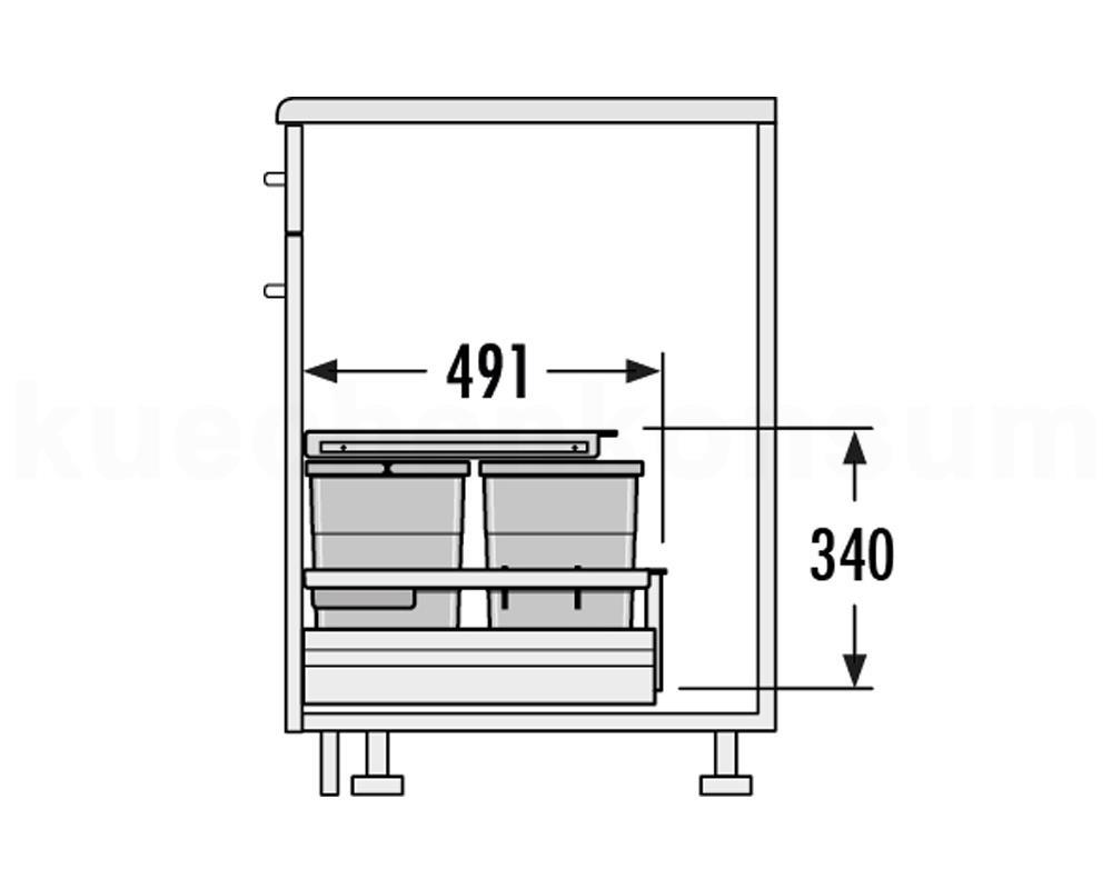 Hailo Abfallsammler 3620611 Separato-K 600 Einsatz 2x 8,5 + 18L Hellgrau