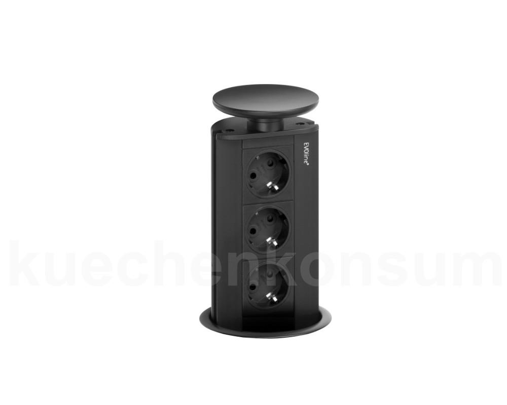 Schulte EVOline Port 02.166 versenkbare Steckdose 3fach Schwarz