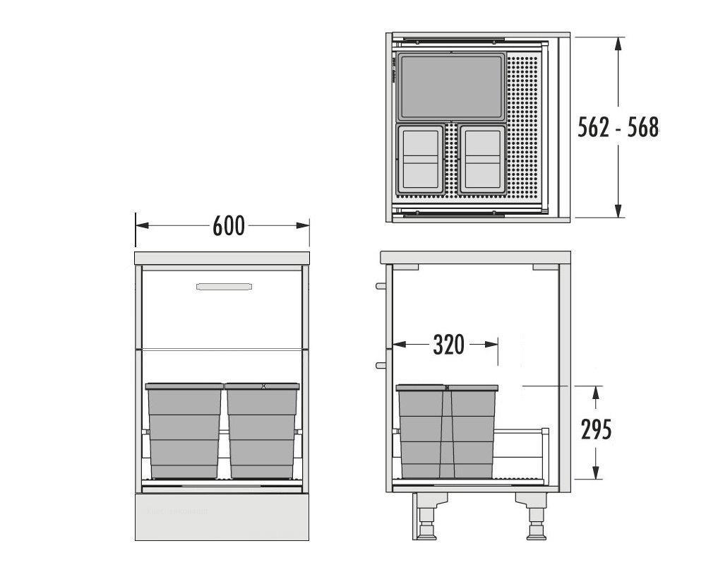 Hailo Abfallsammler 3301634 Allegro 295 Einsatz 2x 8 + 18 L Dunkelgrau