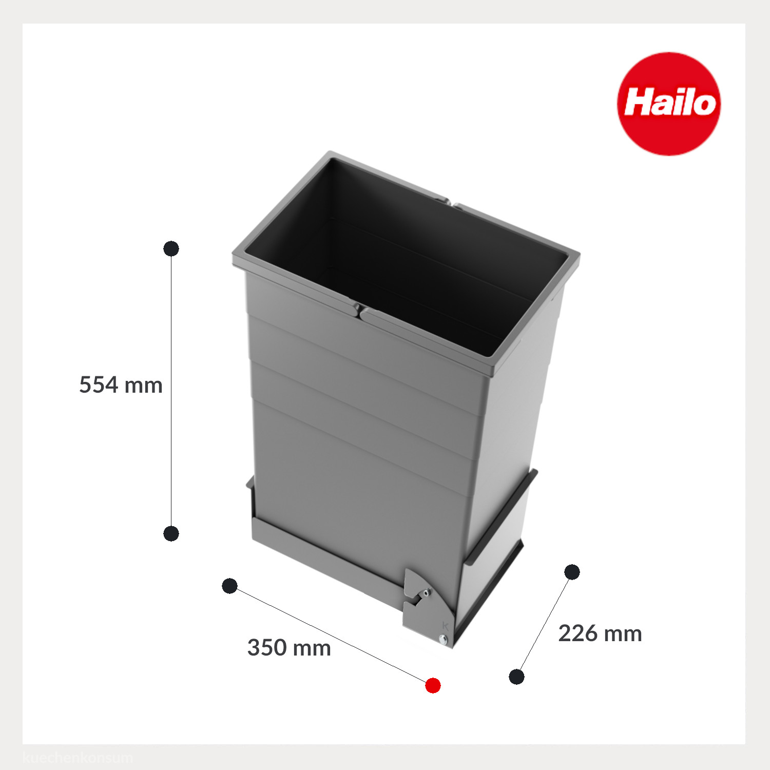Hailo Abfallsammler 10000130 StapelBox 45 Liter dunkelgrau