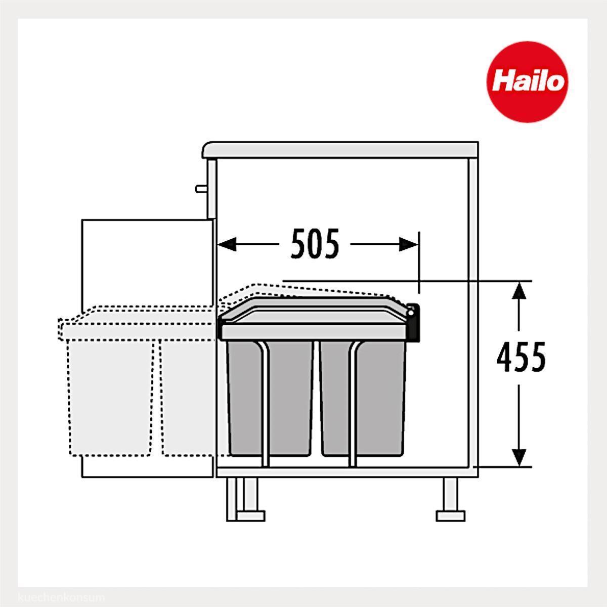 Hailo Abfallsammler 3650132 TE Swing A Terzett 3x 10 Liter mit Deckel