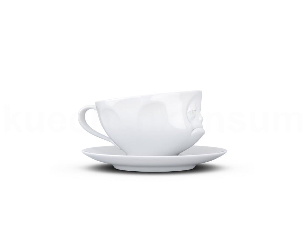 TV Tasse Kaffeetasse 45 Verpennt mit Untertasse weiß