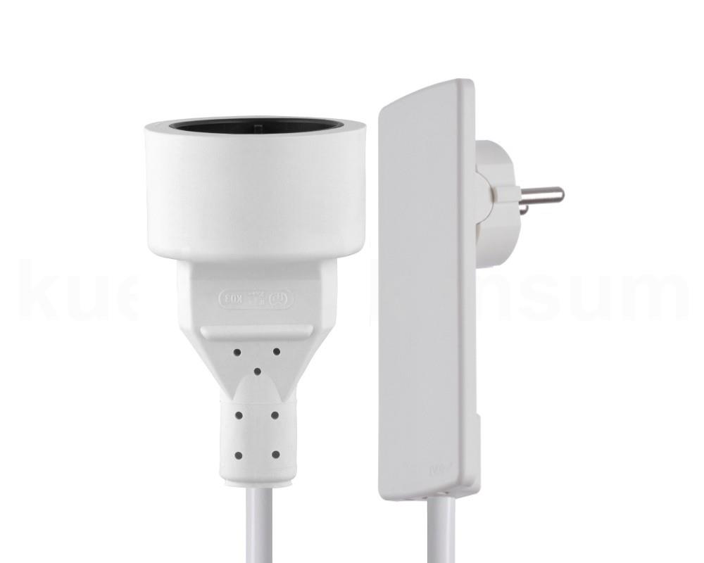 Schulte EVOline Plug 01.553 Flachstecker 1.5 m mit Kupplungsdose weiß