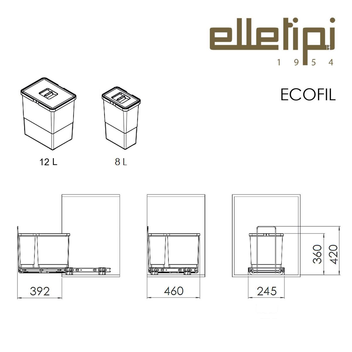 Elletipi Ecofil Abfallsammler PF01 34A1 Auszug 8 + 12 Liter