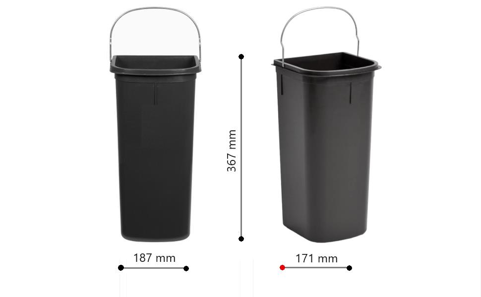 Hailo Inneneimer 1226249 schwarz 8 Liter 185 x 170 x 365 mm und Henkel