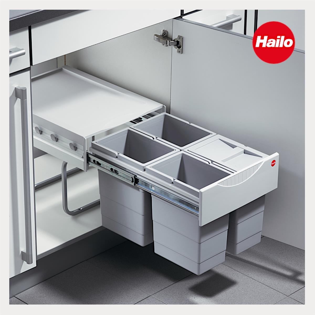 Hailo Abfallsammler 3643141 TR Swing Raumspar-Tandem 4x 8,5 Liter