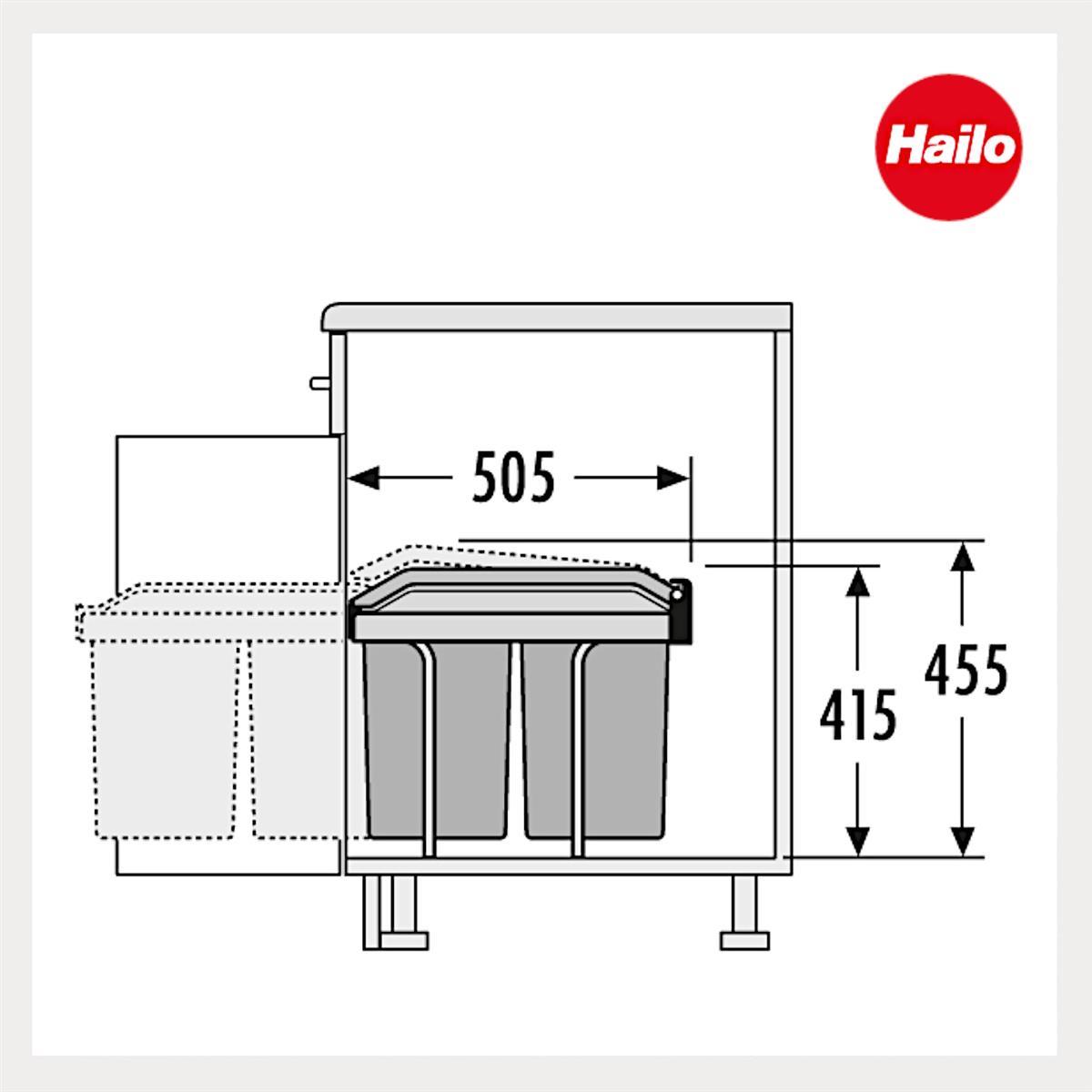 Hailo Abfallsammler 3650103 TA Swing A Tandem 2x 15 Liter mit Müllbeutelrolle