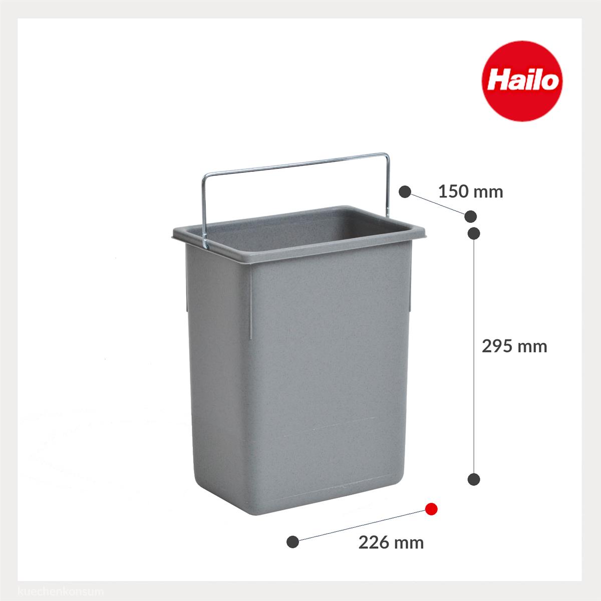 Hailo Inneneimer 1094089 hellgrau 8,5 L 226 x 150 x 287 mm mit Henkel