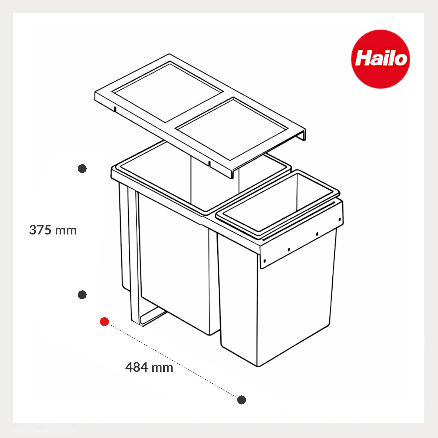 Hailo Abfallsammler 3669111 AS Tandem 24 + 7.5 Liter dunkelgrau