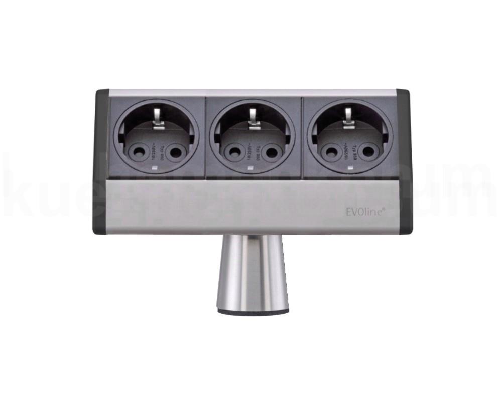 Schulte EVOline T-Dock 23.256 Steckdose 3fach waagerecht Schwarz