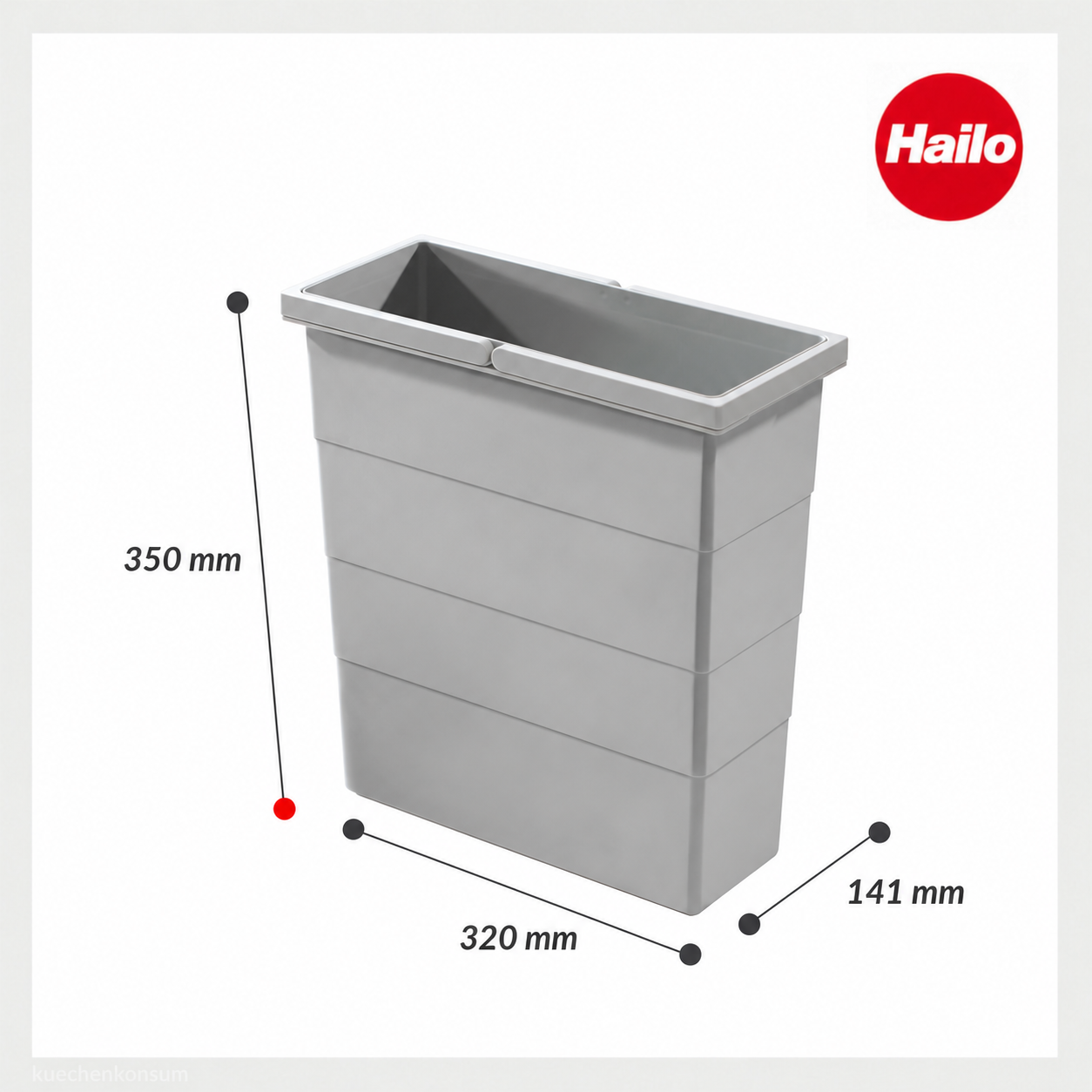Hailo Inneneimer 1122459 2 Henkel hellgrau 12 Liter 320 x 141 x 350 mm