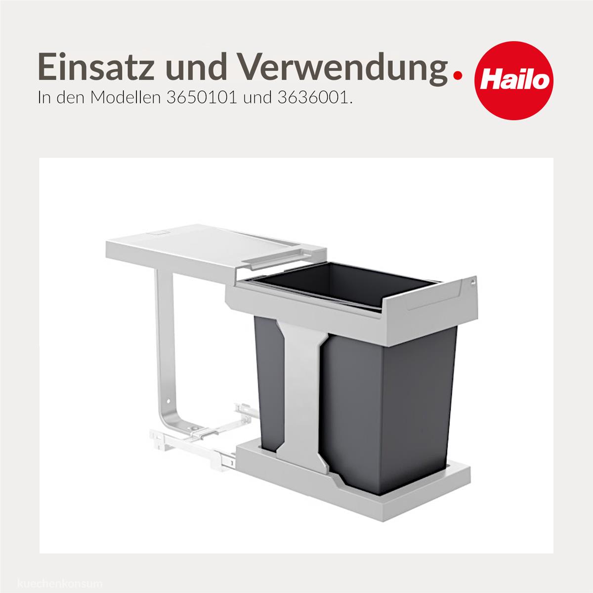 Hailo Inneneimer 1220969 grau 20 L 316 x 226 x 350 mm mit Henkel