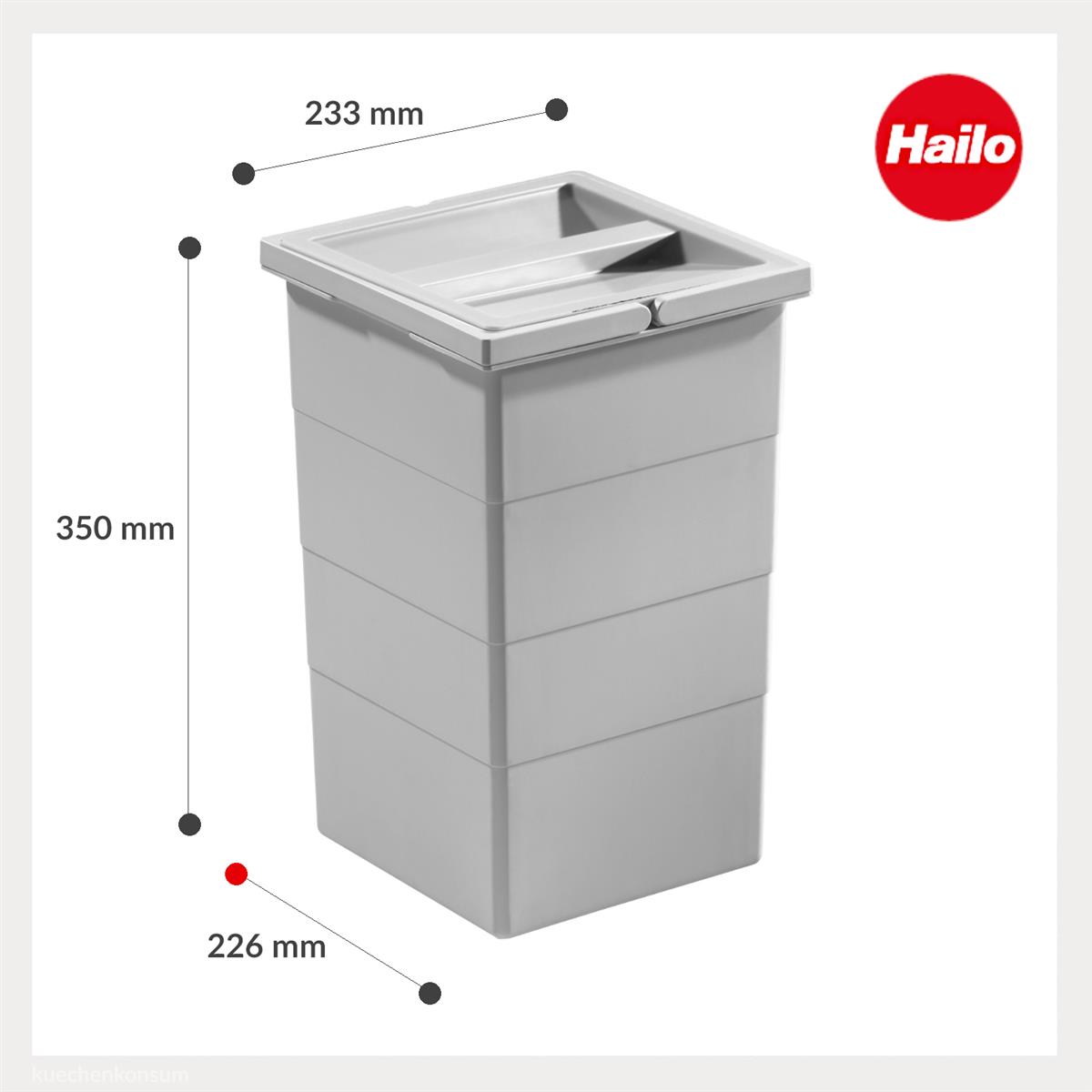 Hailo Inneneimer 1076099 mit Deckel 15 Liter 226x233x350 mm 2 Henkel
