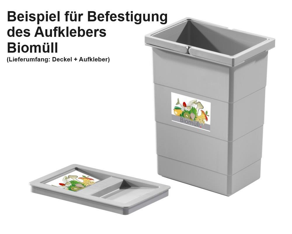 Hailo Deckel 1068589 mit Aufkleber Biomüll für Inneneimer hellgrau