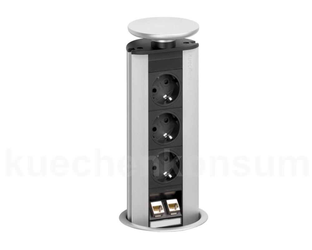 Schulte EVOline PowerPort 3 VDE + Data 2fach mit Dichtungsgummi