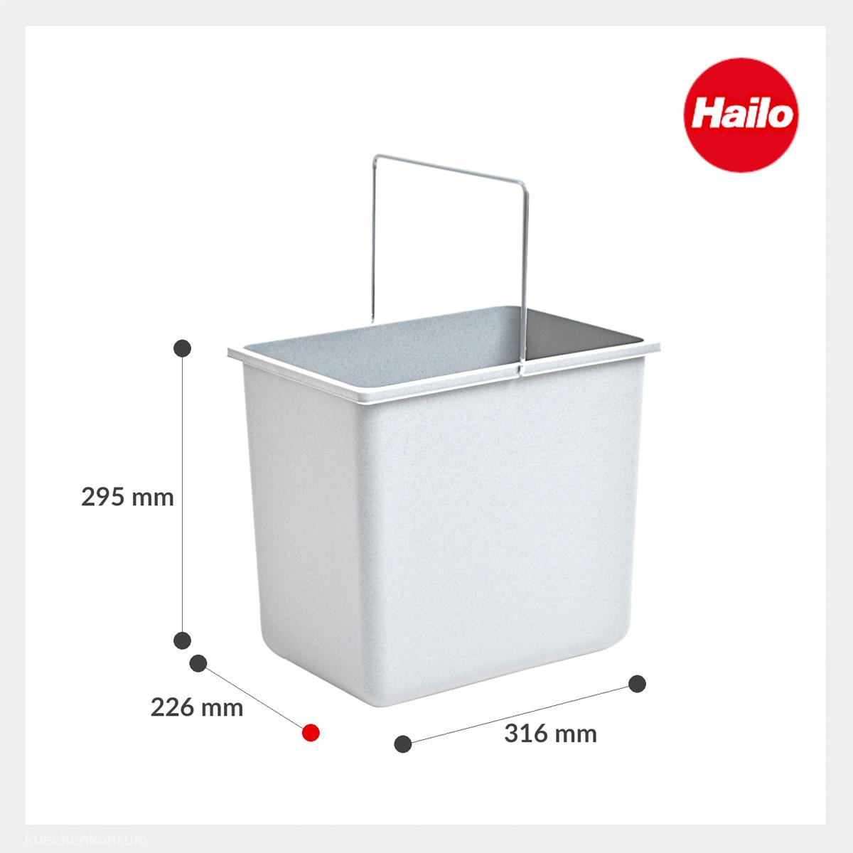 Hailo Inneneimer 1086249 hellgrau 18 L 316 x 226 x 286 mm mit Henkel