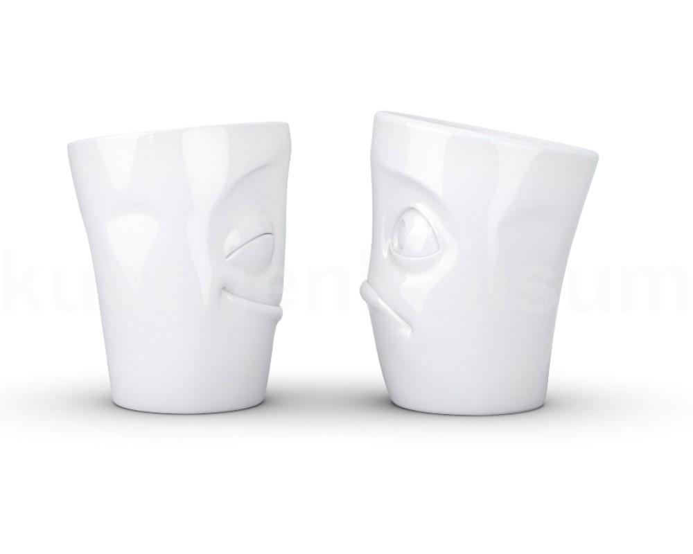 TV Tasse Becher Set 28.01 vergnügt und verdutzt weiß