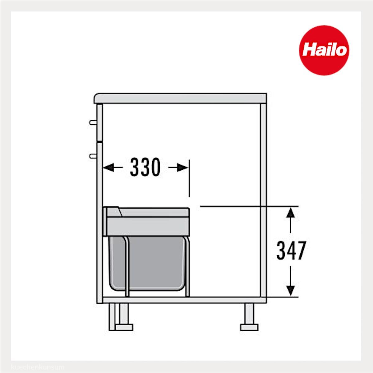 Hailo Abfallsammler 3644703 Raumspar-Tandem-S 18 + 12 Liter mit Biodeckel Hellgrau