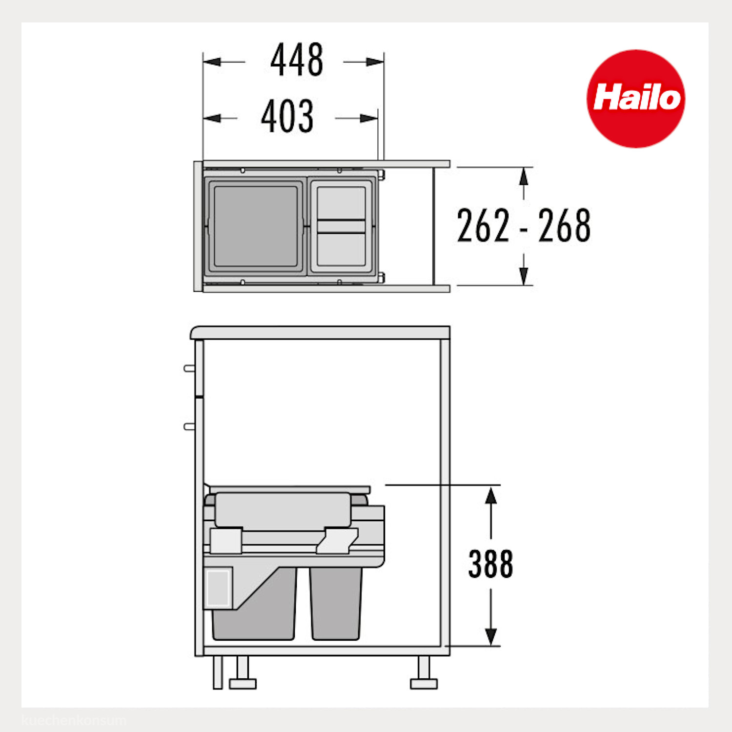 Hailo Abfallsammler 3610871 Cargo 300 Slide 25 Liter