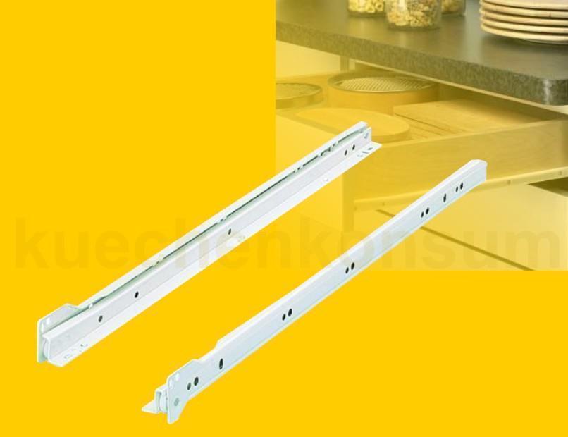 Rollenauszug 1 Paar weiß Tragkraft 30 kg Schubteilauszug 800 mm