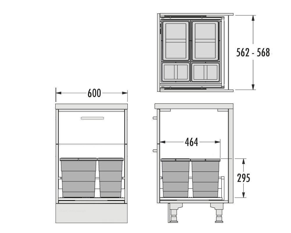 Hailo Abfallsammler 3301644 Allegro 295 Einsatz 2x 8+ 2x18 L Dunkelgrau