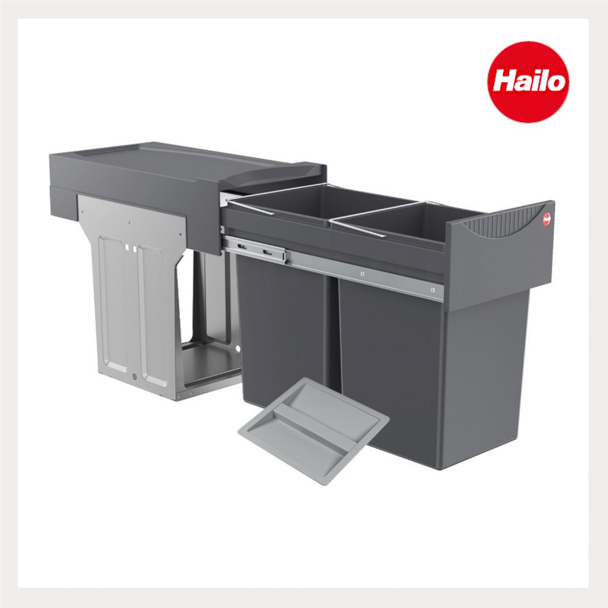 Hailo Abfallsammler 3666102 TA Swing Tandem 2x 15 L PlusBioDeckel