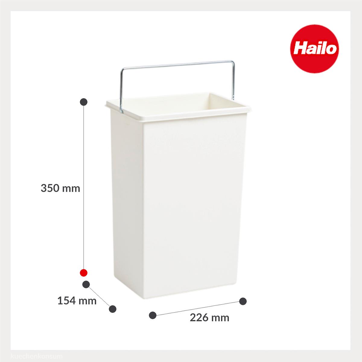 Hailo Inneneimer 1045629 weiß 10 Liter 226 x 154 x 350 mm mit Henkel