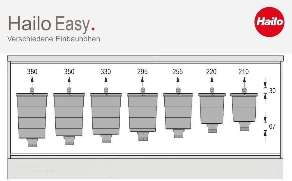 Hailo Inneneimer 1138995 ReadyBin 13 L 207x242x350 mm mit Wandhalter