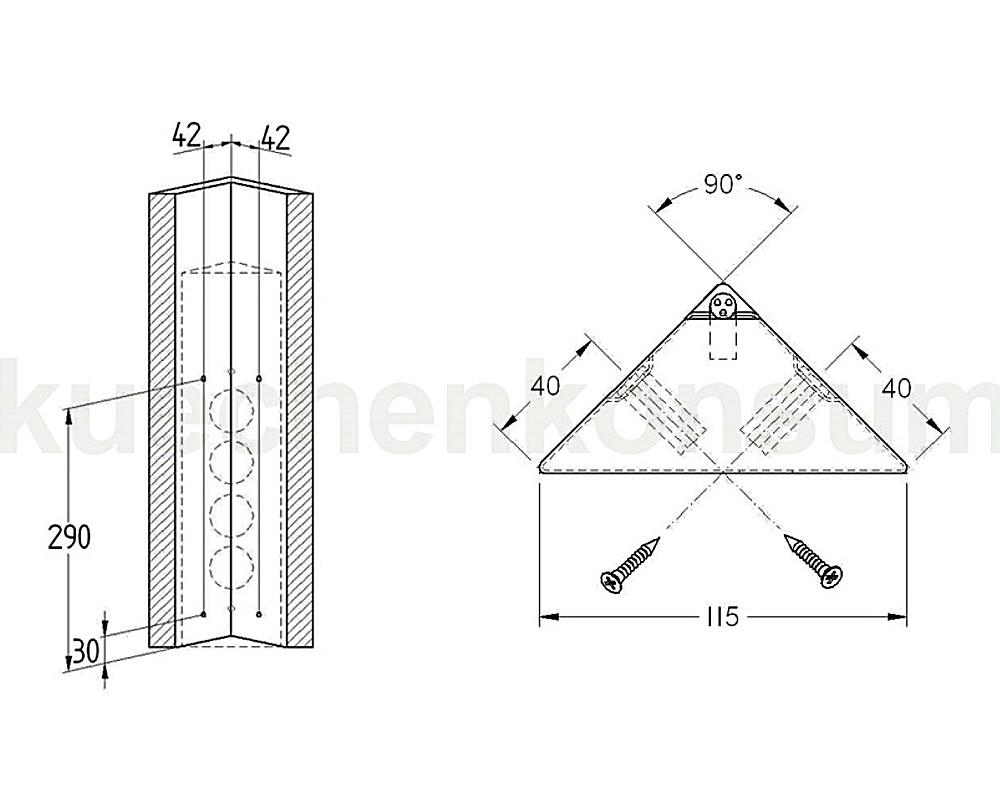 Thebo Ecksteckdose 175956 Edelstahl 4-fach STA 3007 schaltbar