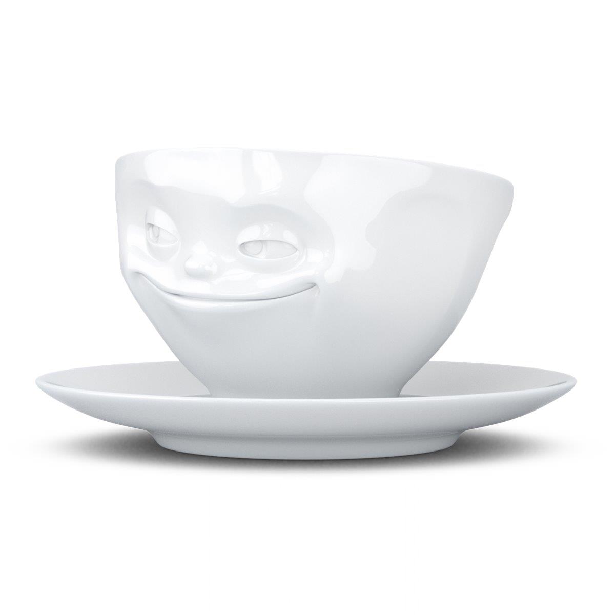 TV Tasse Kaffeetasse 41.01 Grinsend mit Untertasse weiß