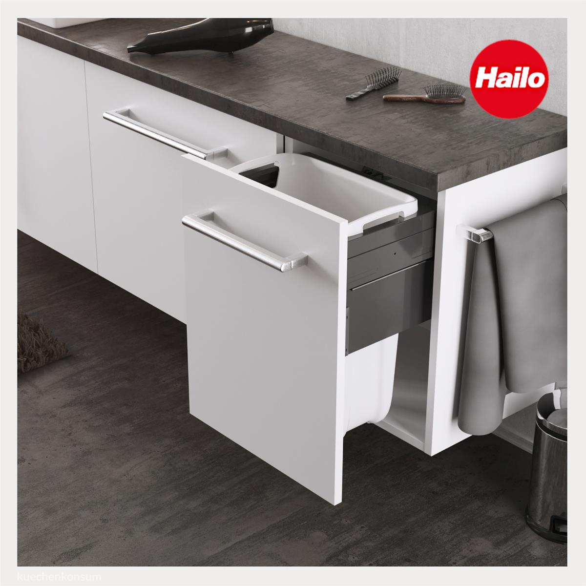 Hailo Wäschesammler 3270491 Laundry Carrier 45 Einbau Wäschekorb Bad 33 Liter