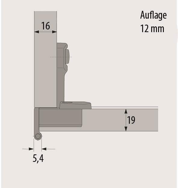 Hettich Eckscharnier Selekta Pro 2000 mit Auflage 12 mit Zuhaltung Öffnung 270
