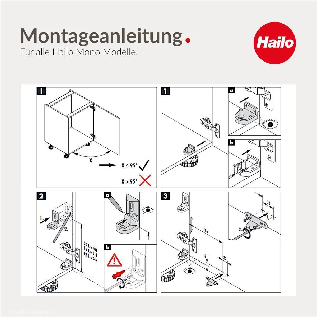 Hailo Abfallsammler 3515071 schwenkbar Mono 15 Liter Dunkelgrau