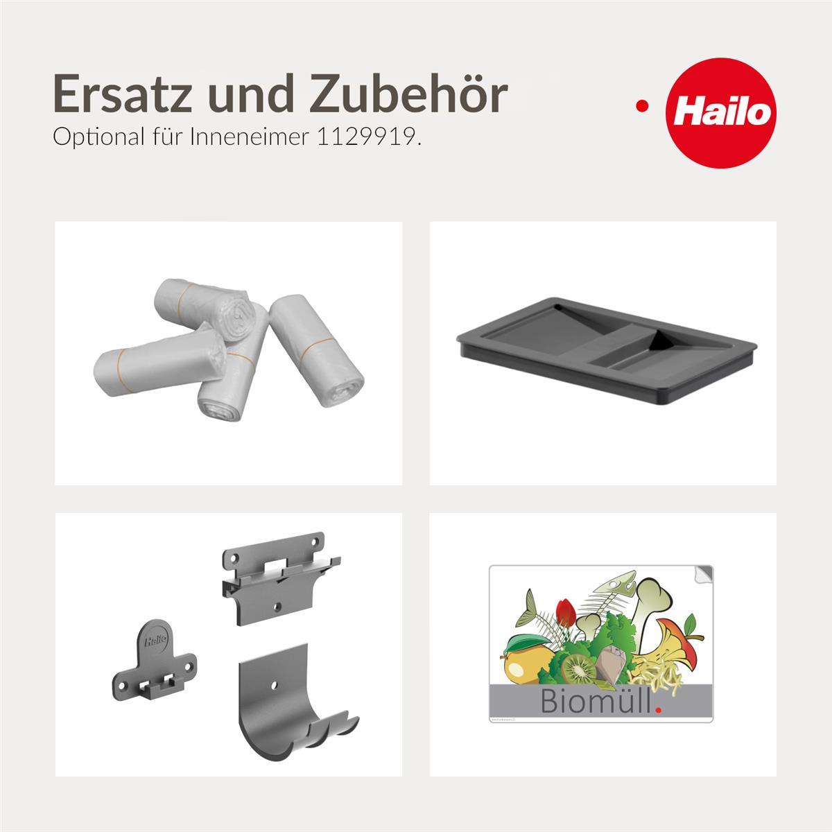 Hailo Inneneimer 1129919 mit Deckel 10 L 226x156x350 mm 2 Henkel d.-grau