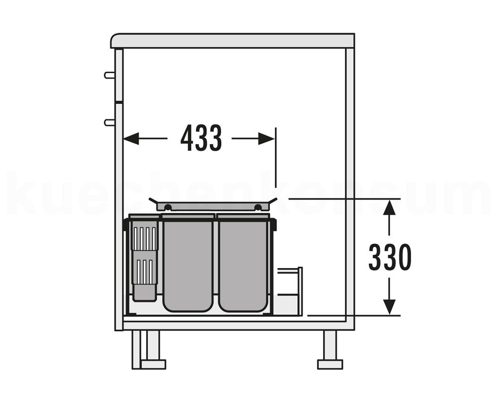 Hailo Abfallsammler 3630501 Inset Aufsatz XXL 2x 8,5 + 2x 4,1 + 12 L