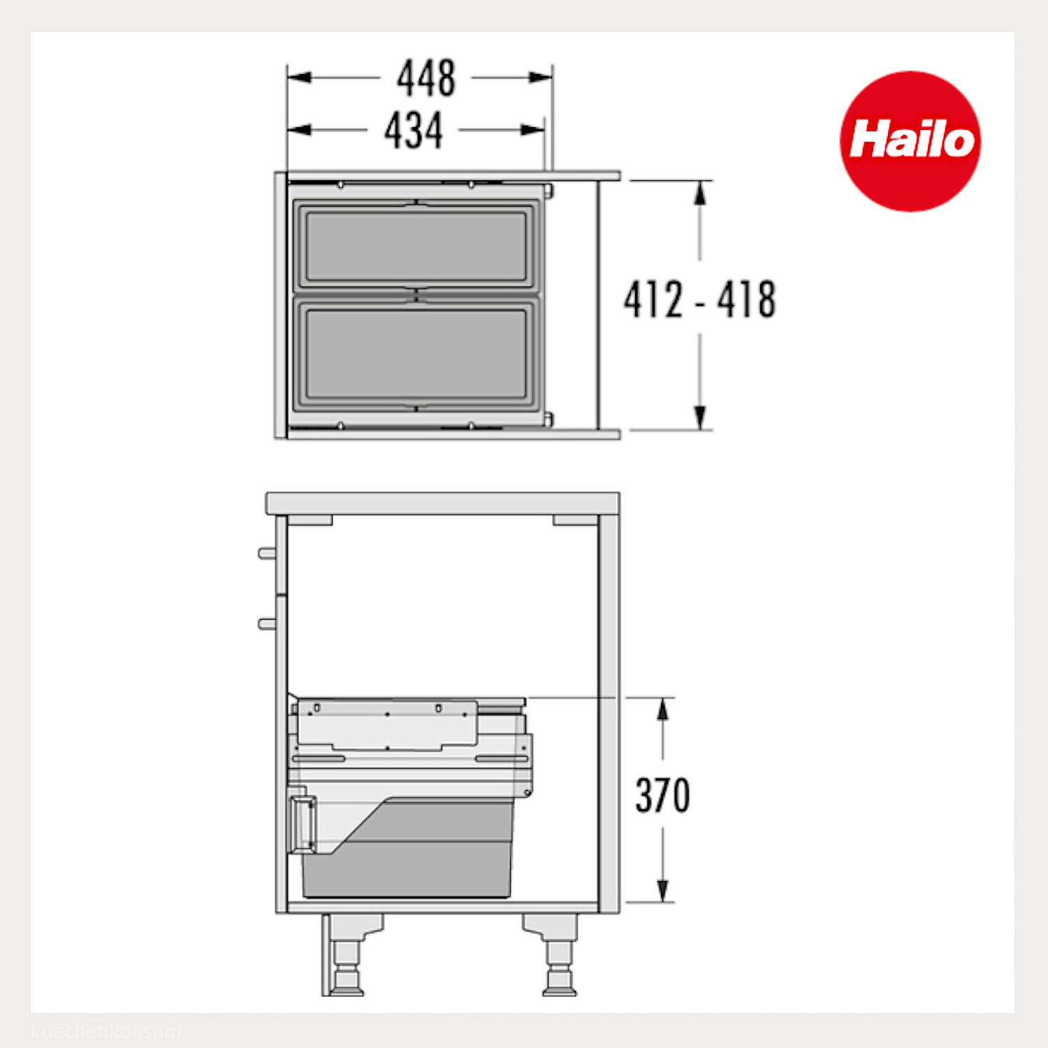 Hailo Abfallsammler 3610811 Cargo 450 Slide 38 Liter