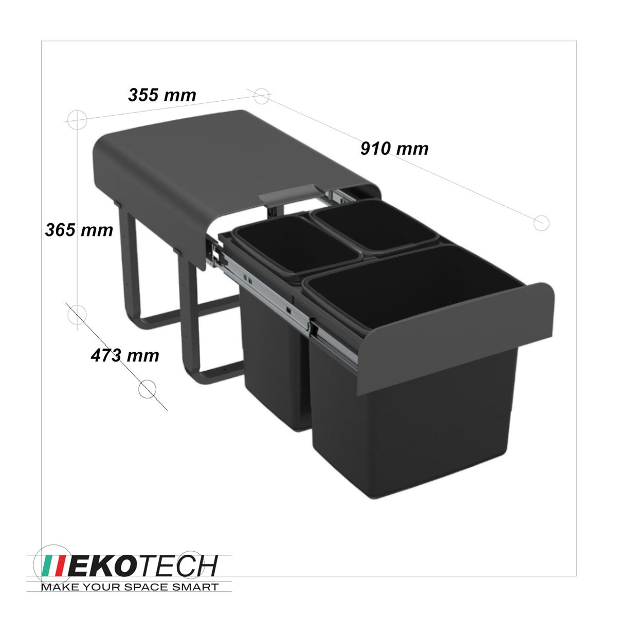 Ekotech Abfallsammler EKKO.33 oriongrau 2x 7 + 15 Liter