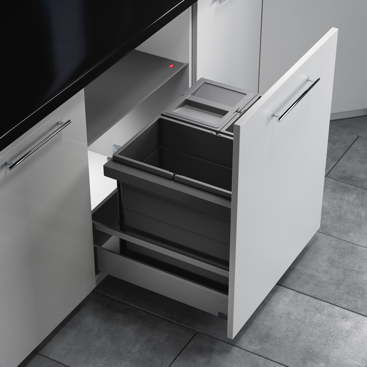 Hailo Abfallsammler 10000226 Triple XL 600 28/13/13/D Liter dunkelgrau