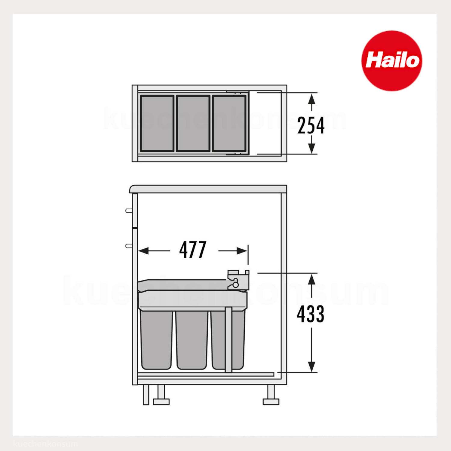 Hailo Abfallsammler 3663131 TZ Inset Terzett 3x 10 Liter