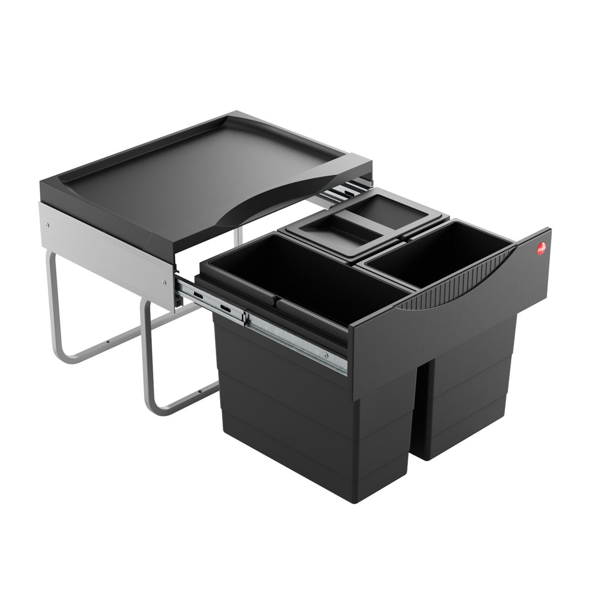 Hailo Abfallsammler 3644931 Swin Raumspar-Tandem-S 2x 8,5+12 L schwarz