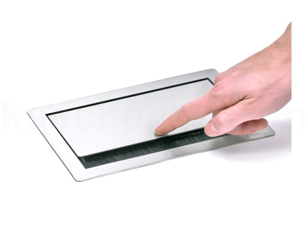 Schulte EVOline FlipTop Push M 00.027 Klappsteckdose 4 fach Edelstahl