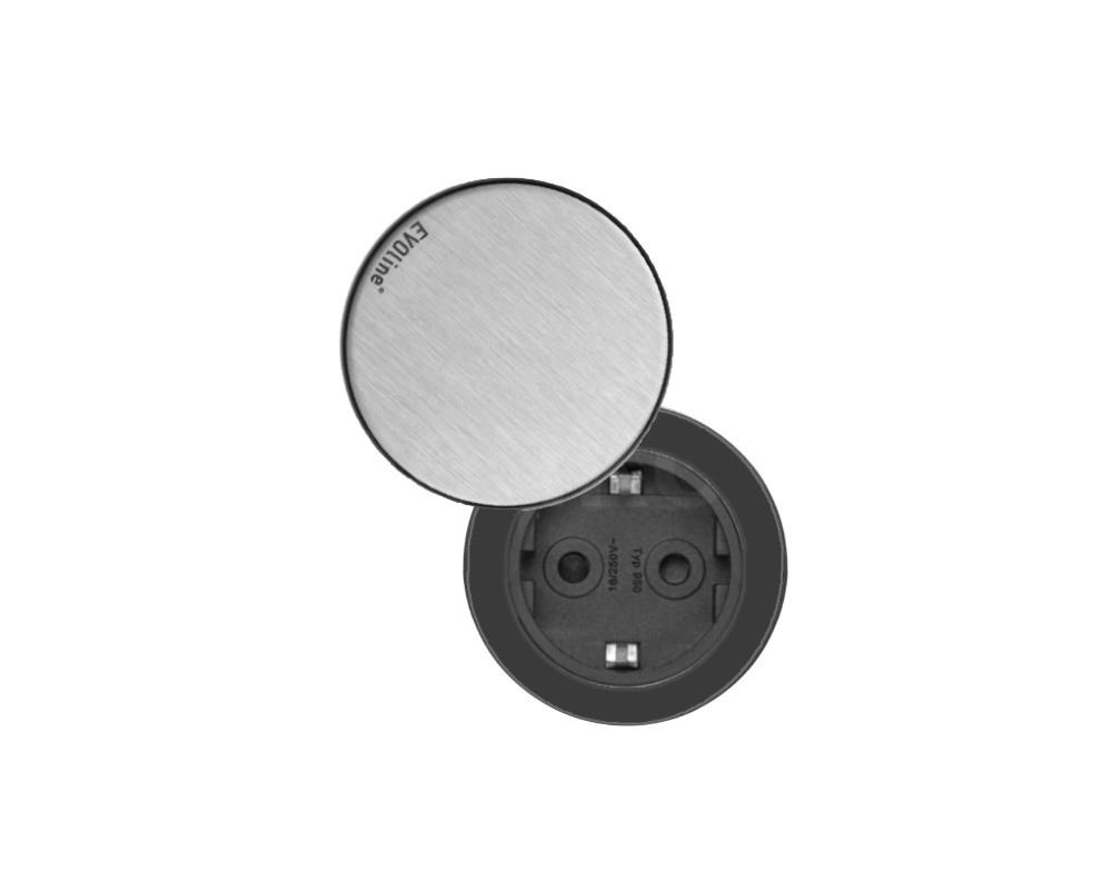 Schulte EVOline One Einbausteckdose 00.039 Deckel Edelstahl gebürstet