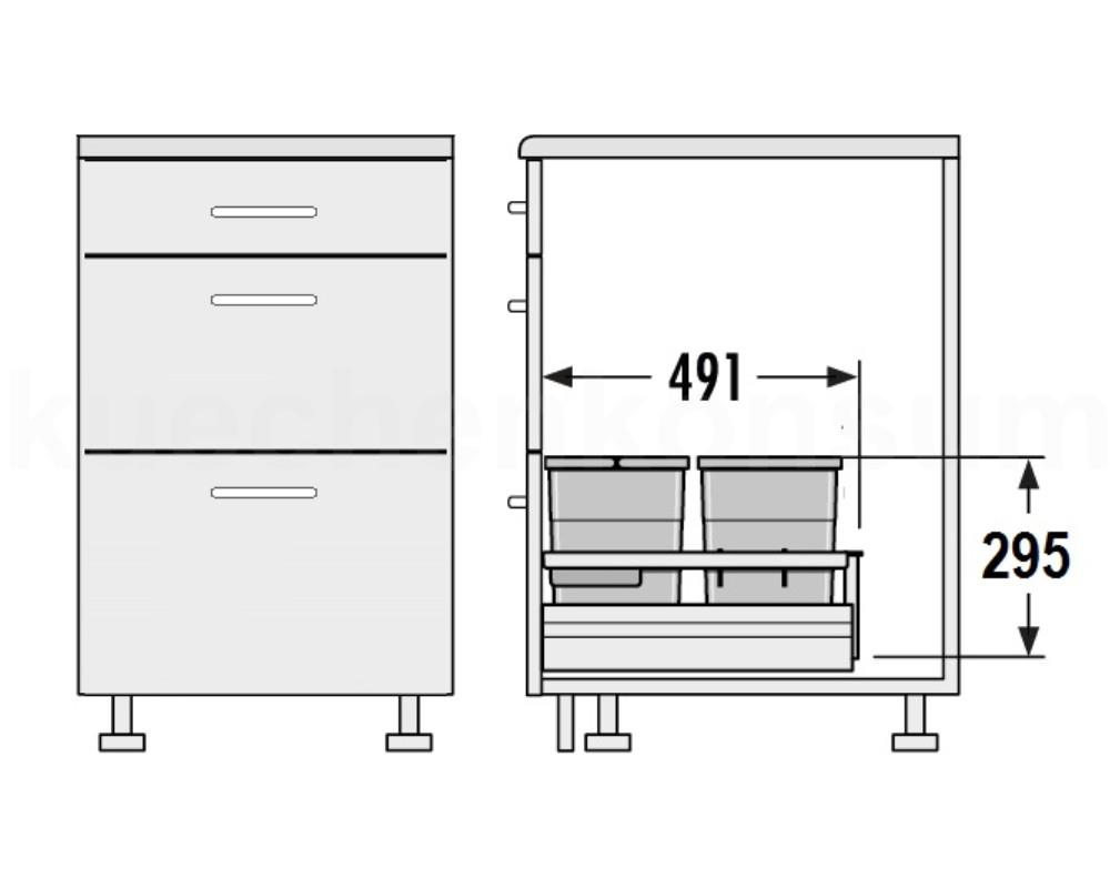 Hailo Abfallsammler 3620631 Separato-K 600 Einsatz 2x 8,5 + 18 L Hellgrau