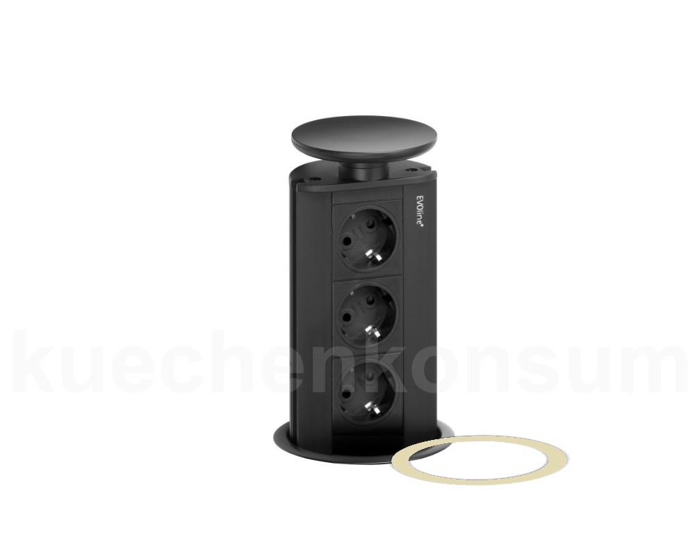 Schulte EVOline Port 02.166.391 Steckdose mit Dichtung 3fach Schwarz