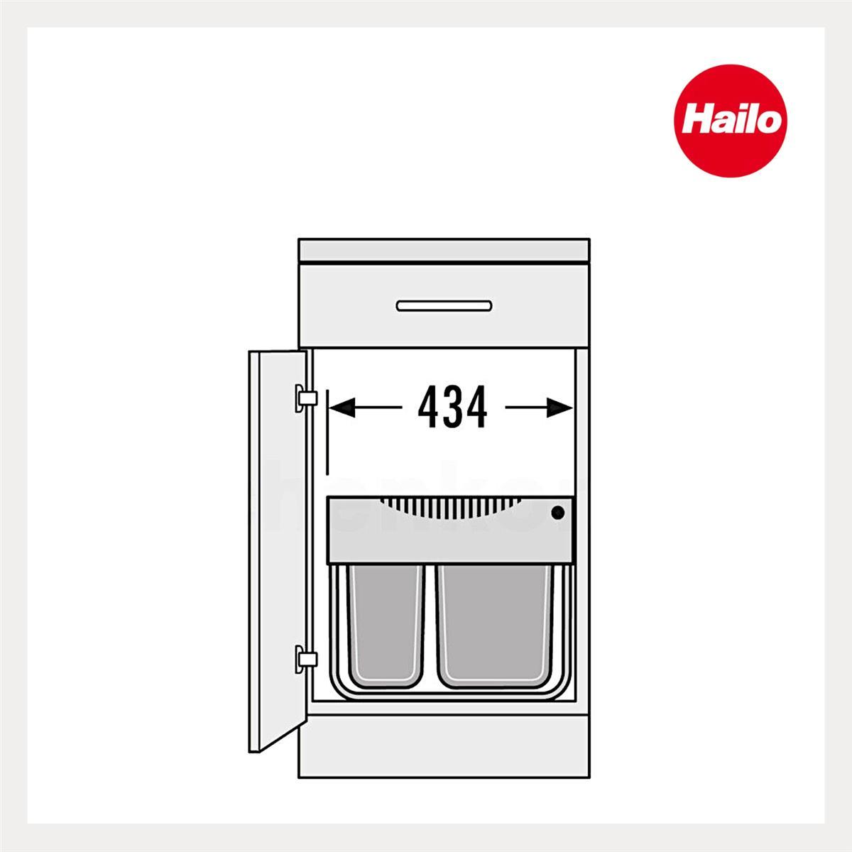 Hailo Abfallsammler 3644903 Raumspar-Tandem-S 18 + 12 Liter mit Biodeckel Dunkelgrau