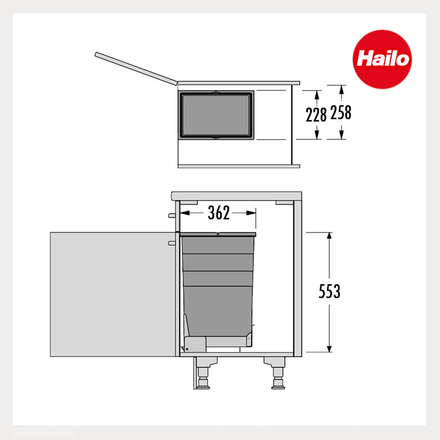 Hailo Abfallsammler 10000130 StapelBox 45 Liter dunkelgrau