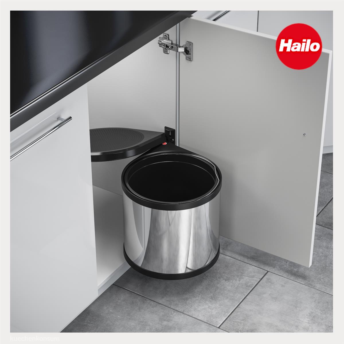 Hailo Abfallsammler 3512031 schwenkbar Mono 12 Liter Edelstahl poliert schwarz