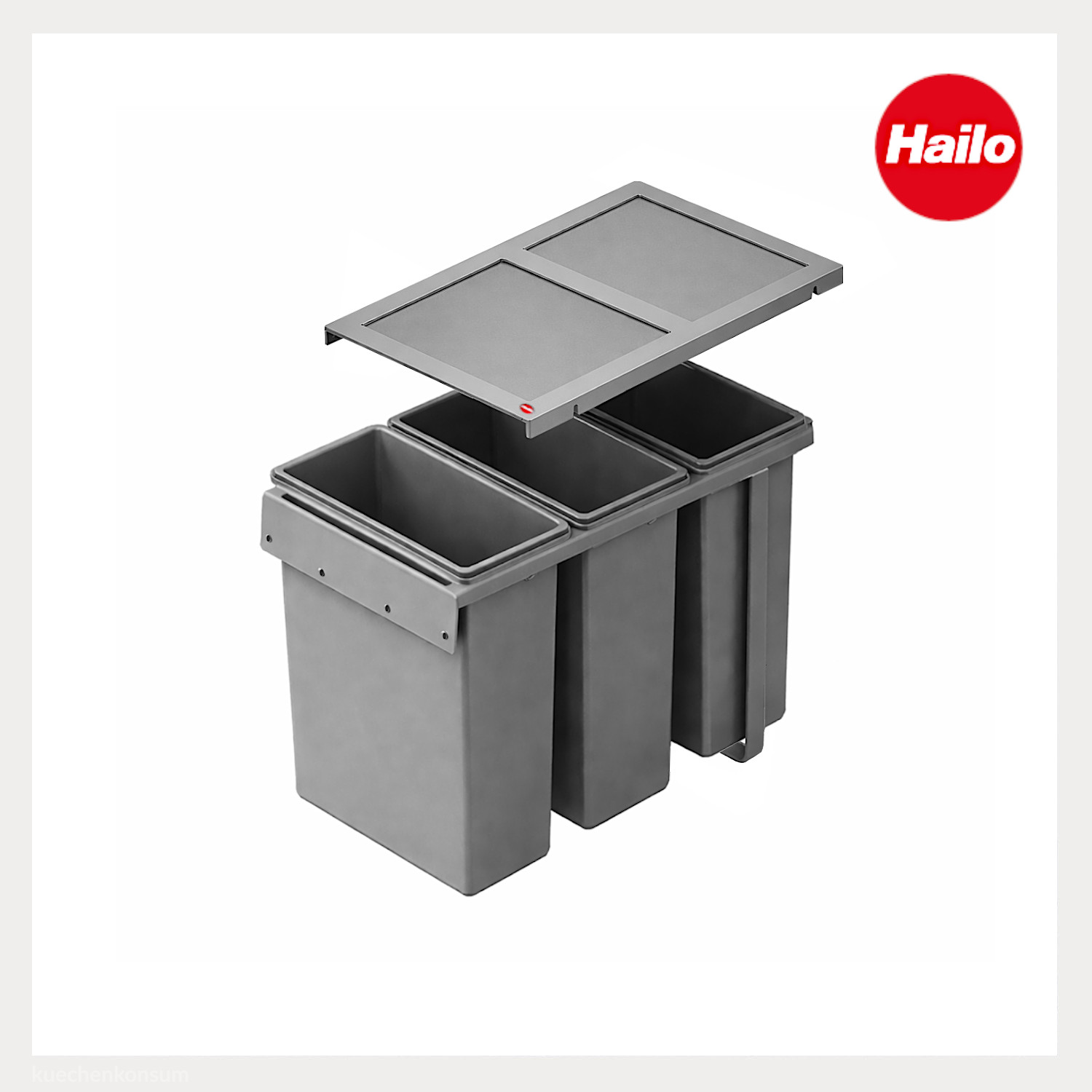 Hailo Abfallsammler 3669131 AS Tandem 3x 10 Liter dunkelgrau