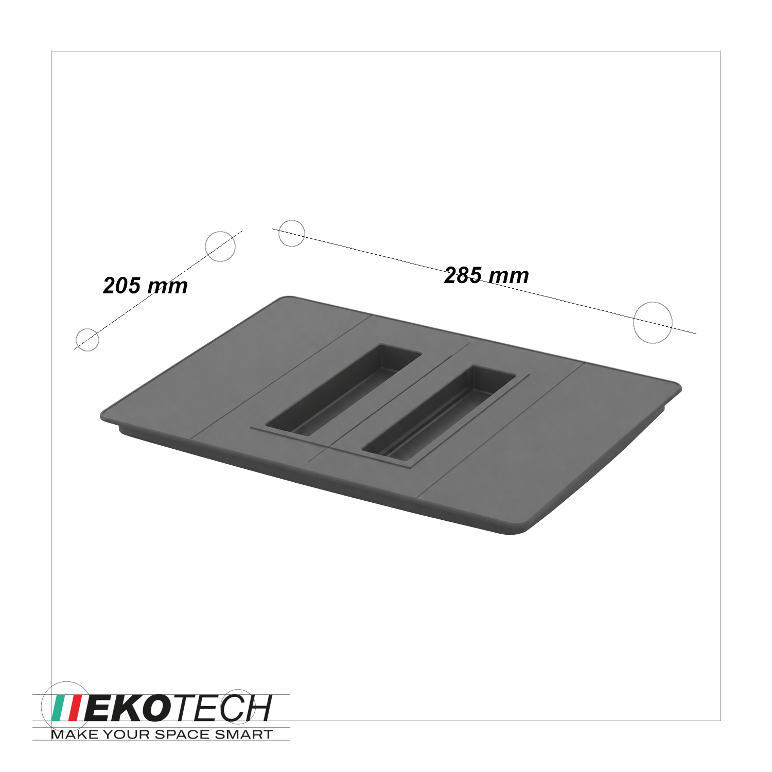 Ekotech Deckel für 15 Liter Ersatzeimer Oriongrau 285 x 205 mm